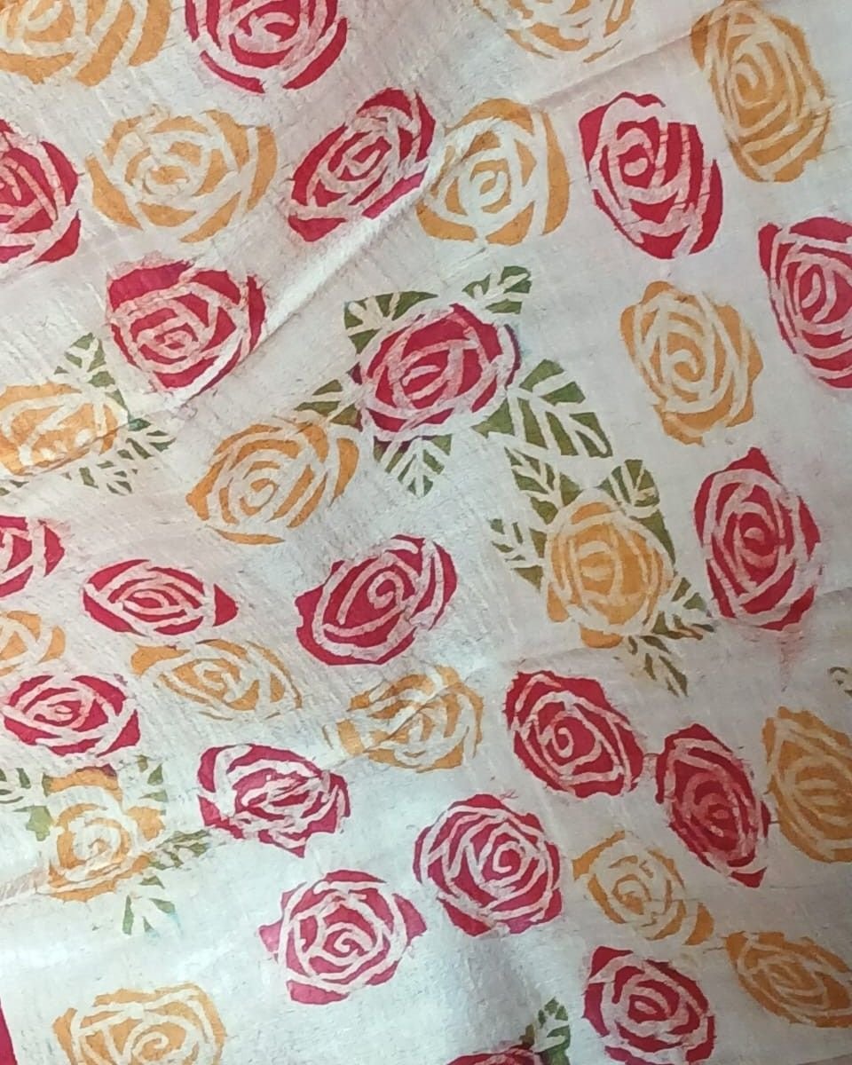 Handpainted Tussar Silk Saree - (HTSS0001) - Image 4