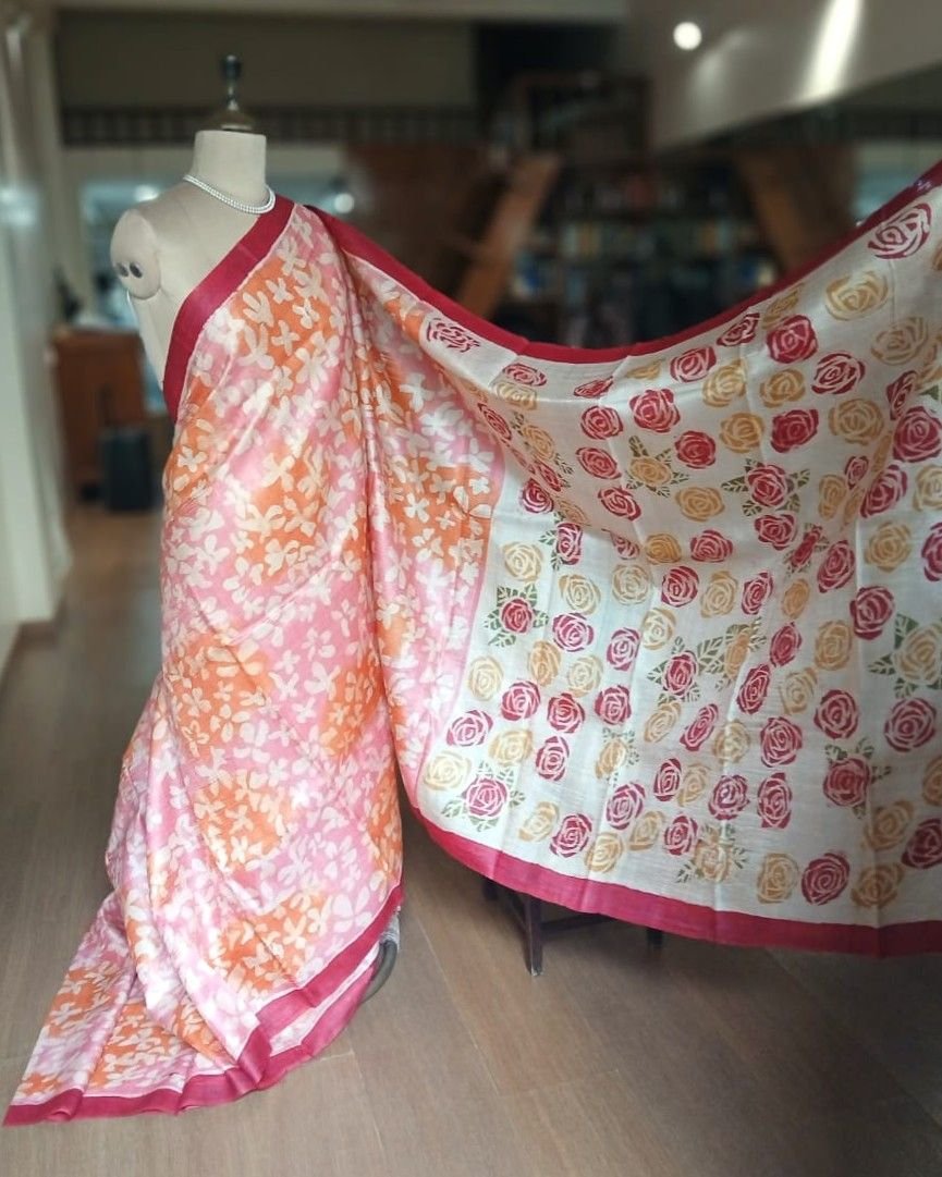 Handpainted Tussar Silk Saree - (HTSS0001) - Image 5