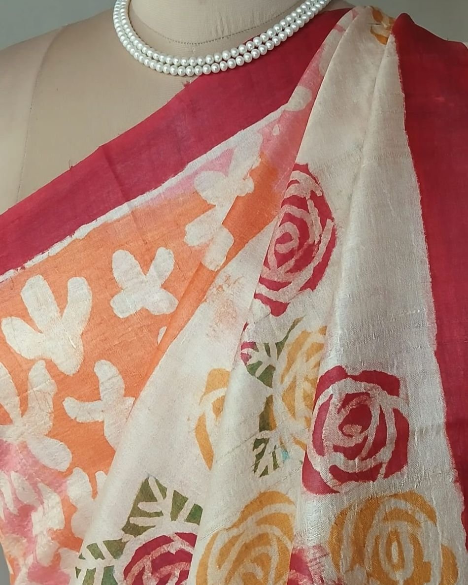 Handpainted Tussar Silk Saree - (HTSS0001) - Image 7