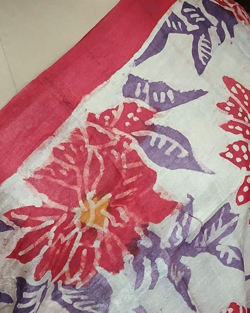 Handpainted Tussar Silk Saree - (HTSS0002) - Image 3