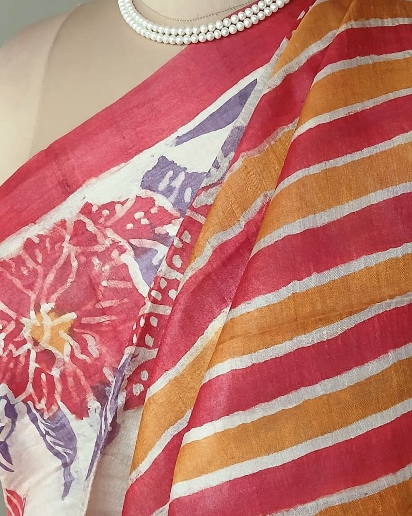 Handpainted Tussar Silk Saree - (HTSS0002) - Image 6