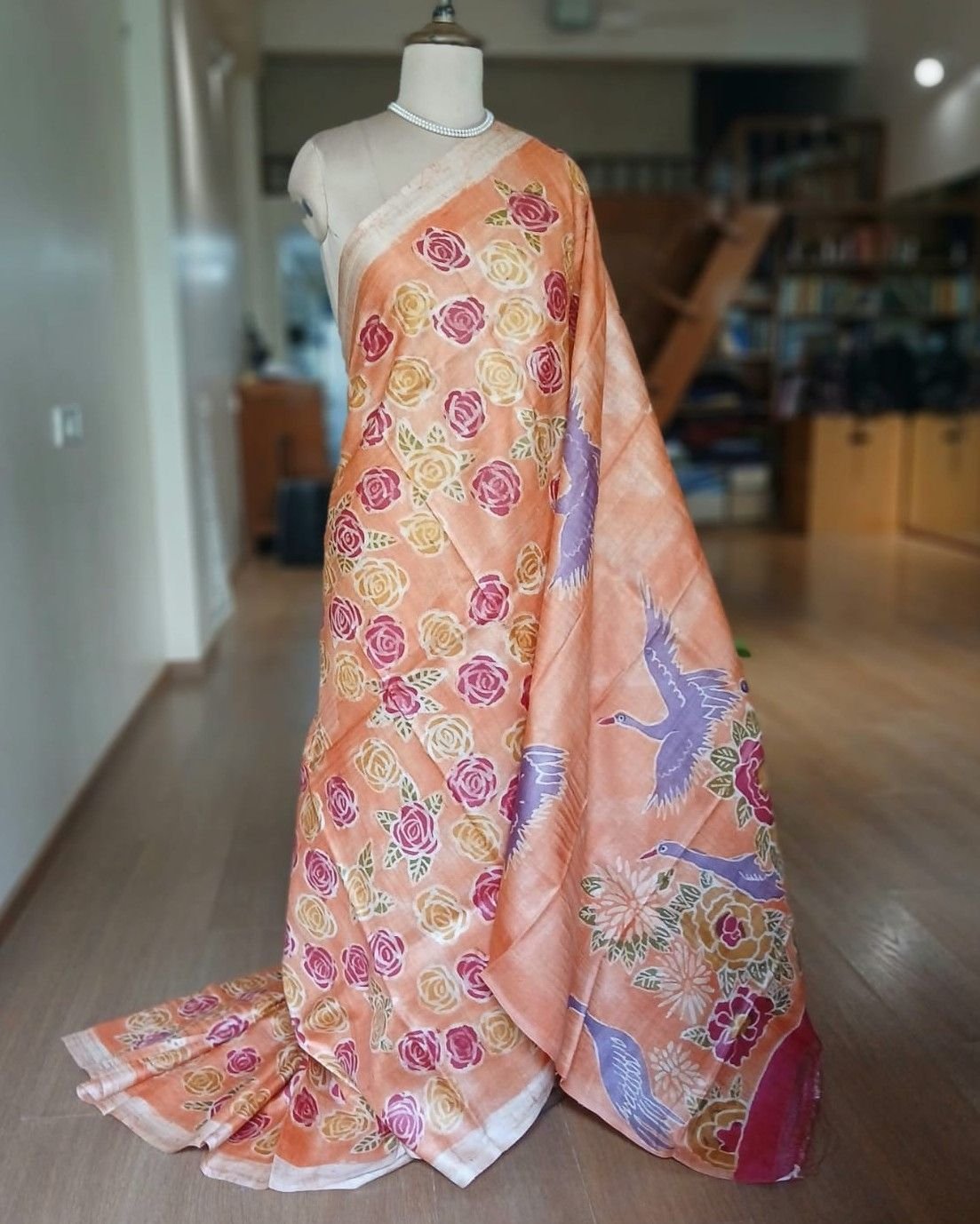 Handpainted Tussar Silk Saree - (HTSS0003)