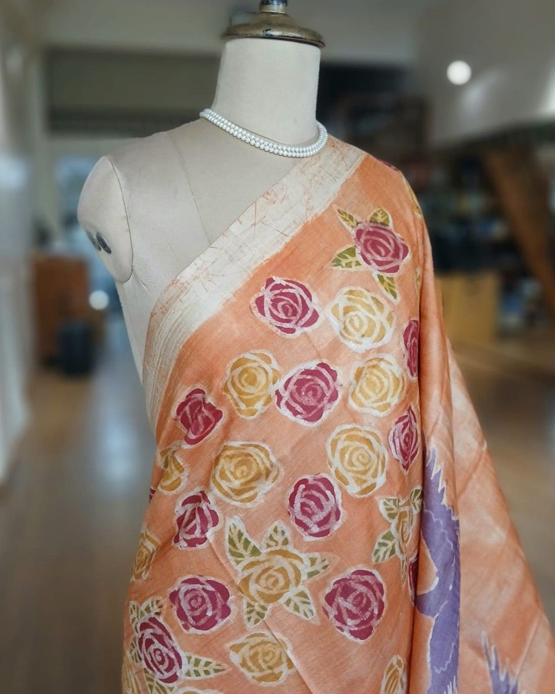 Handpainted Tussar Silk Saree - (HTSS0003) - Image 2