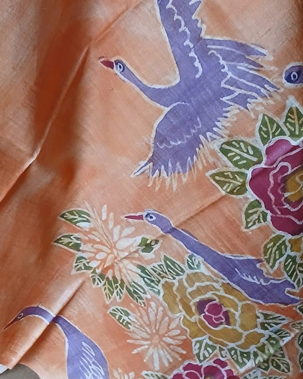 Handpainted Tussar Silk Saree - (HTSS0003) - Image 4