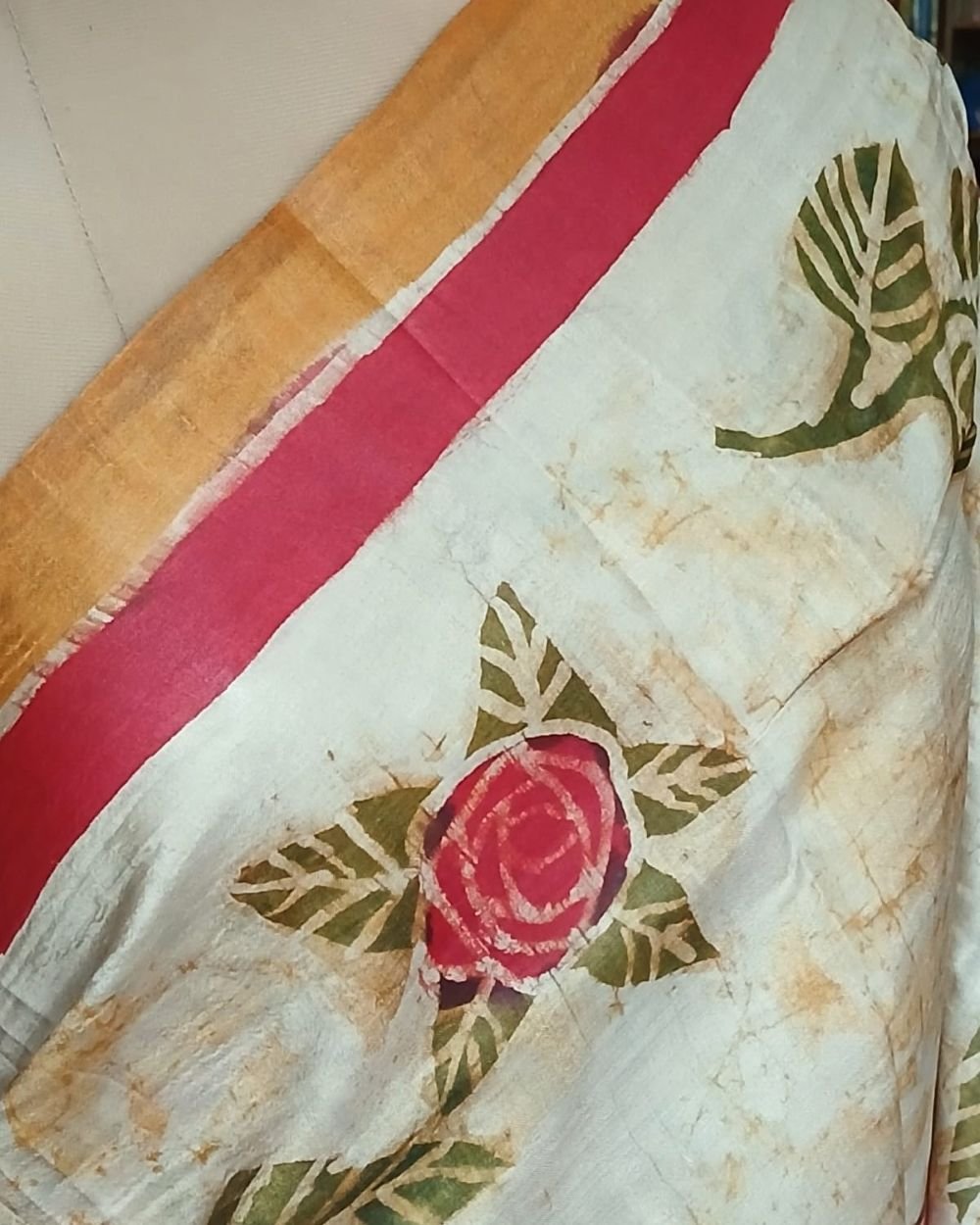 Handpainted Tussar Silk Saree - (HTSS0004) - Image 3