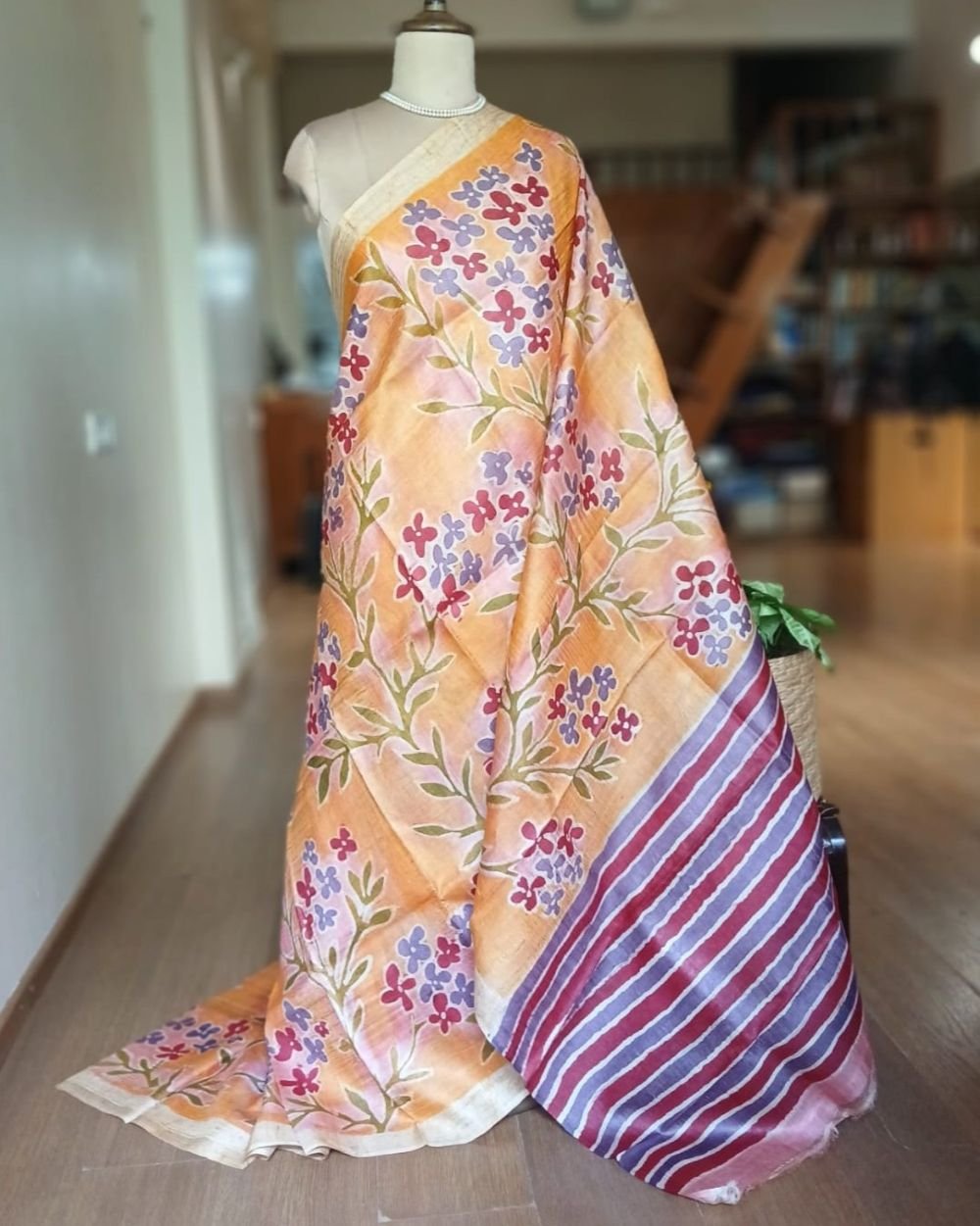 Handpainted Tussar Silk Saree - (HTSS0005)