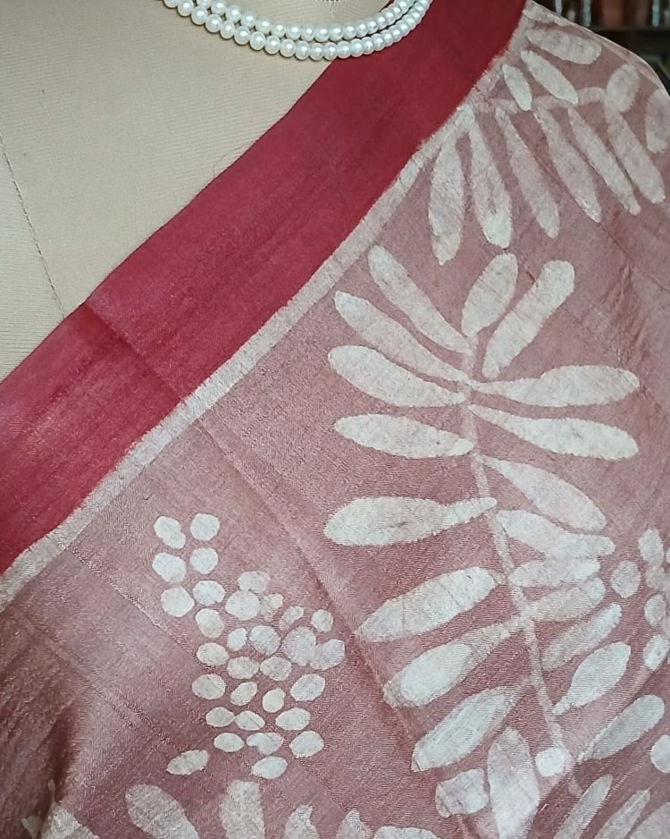 Handpainted Tussar Silk Saree - (HTSS0008) - Image 3