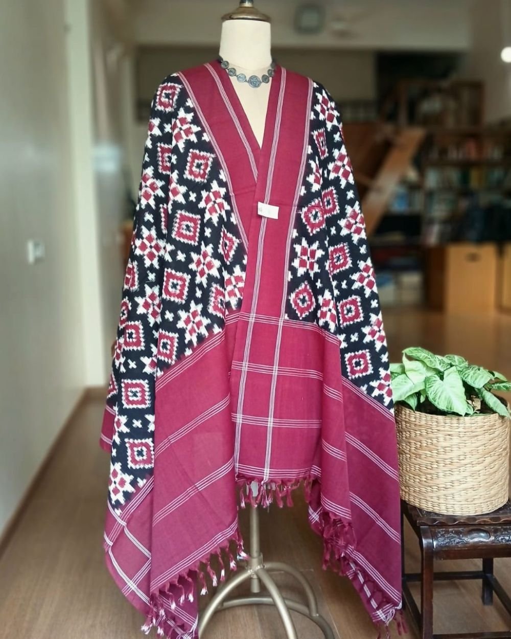 Double Ikat Cotton Dupatta – (DICD0005)
