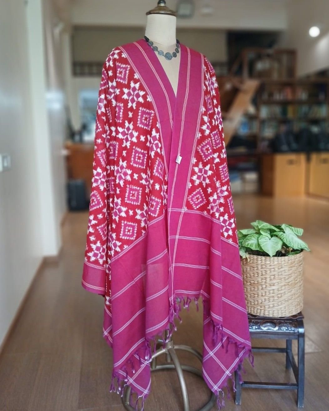 Double Ikat Cotton Dupatta – (DICD0007)