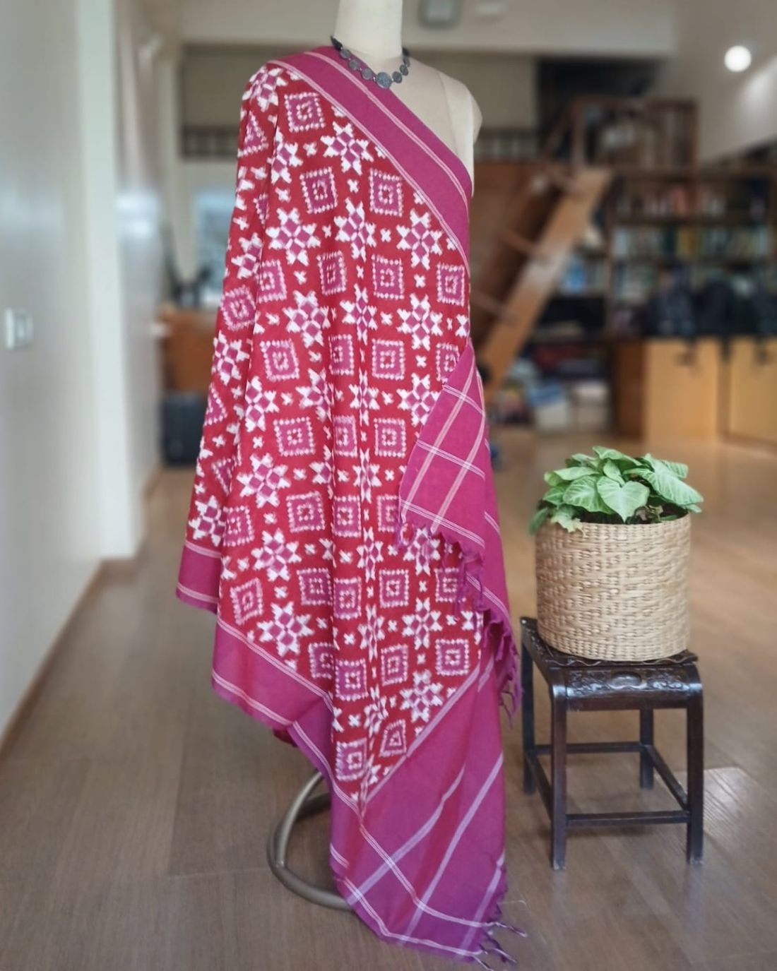 Double Ikat Cotton Dupatta – (DICD0007) - Image 5