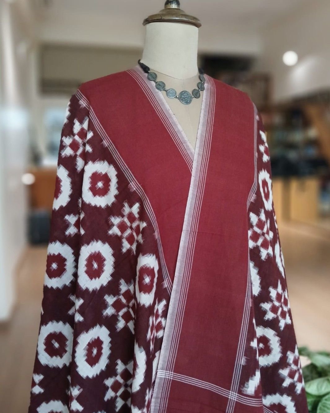Double Ikat Cotton Dupatta – (DICD0008) - Image 2