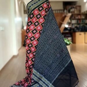 Mini Pasapalli with Small fine Pasapalli Square Motifs Ikat Saree - (MPIS0001)