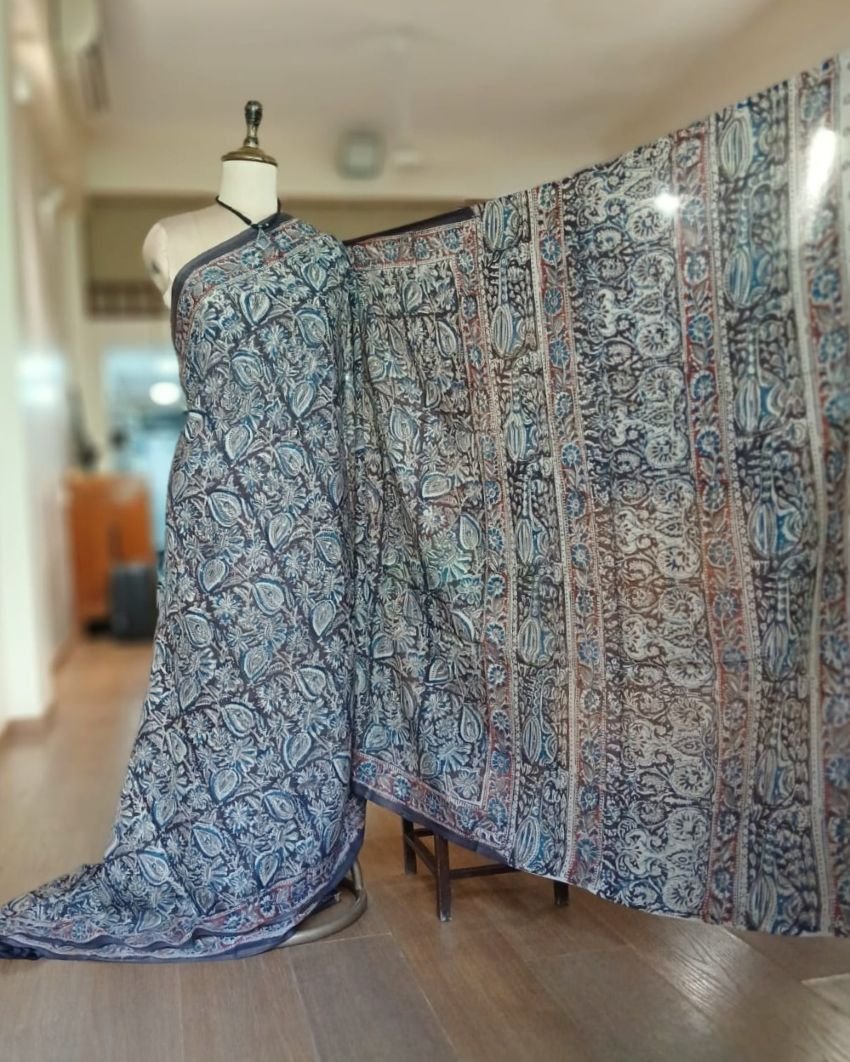 Pedana Kalamkari Saree on Viscose-Based Chennur Silk - (PKCS0002) - Image 7