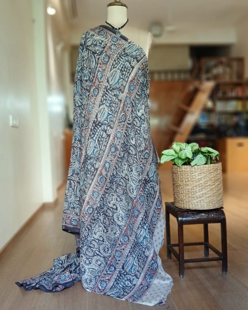 Pedana Kalamkari Saree on Viscose-Based Chennur Silk - (PKCS0002) - Image 8