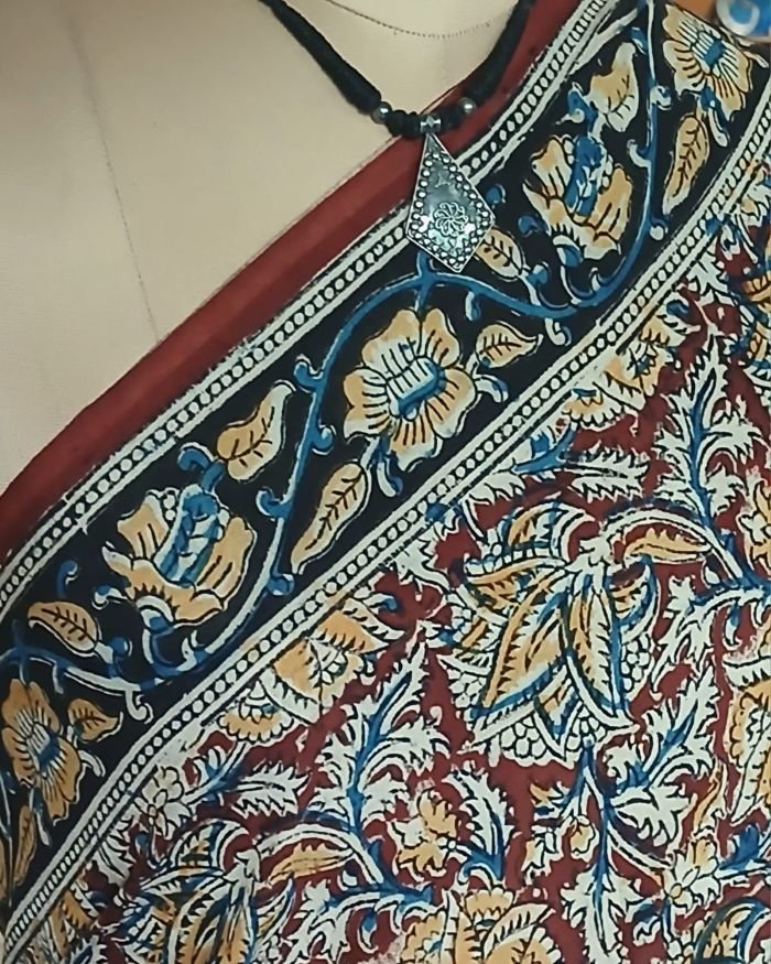 Pedana Kalamkari Saree on Viscose-Based Chennur Silk - (PKCS0005) - Image 2