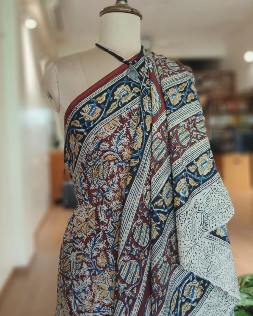 Pedana Kalamkari Saree on Viscose-Based Chennur Silk - (PKCS0005) - Image 4