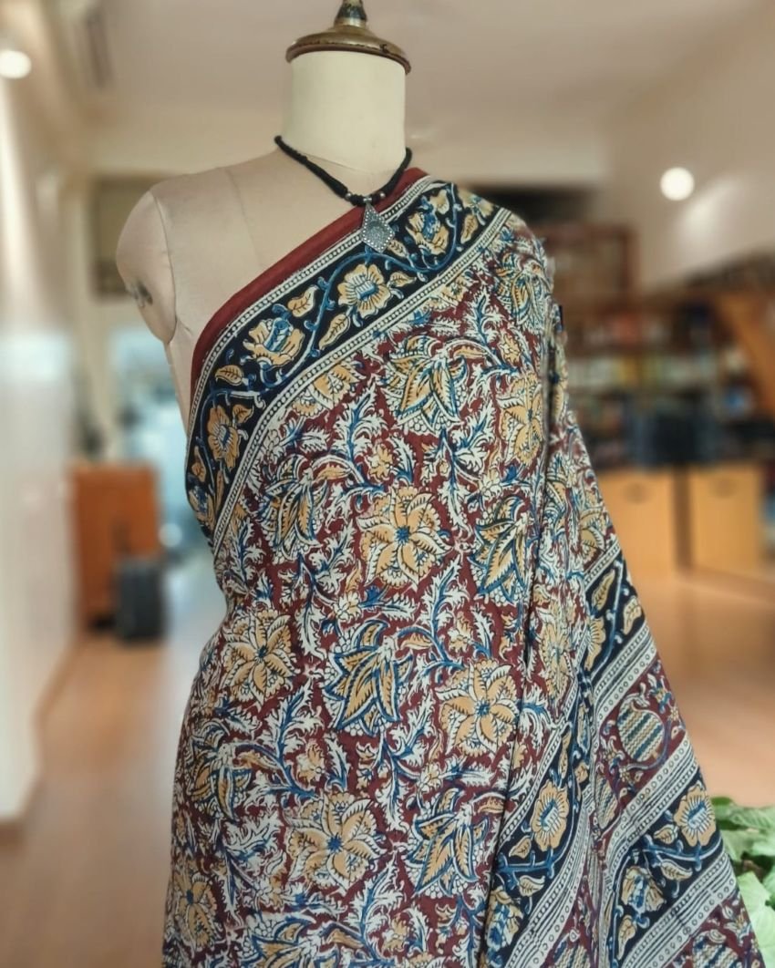 Pedana Kalamkari Saree on Viscose-Based Chennur Silk - (PKCS0005) - Image 9