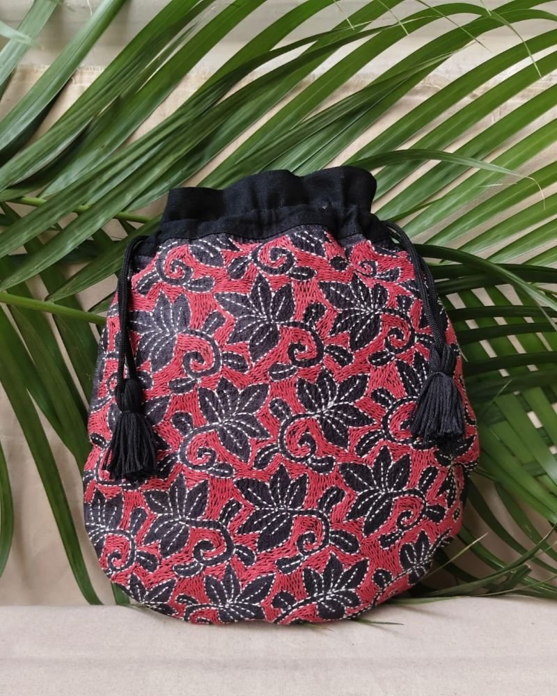 Tussar Silk Kantha Batua - (TSKB0007)