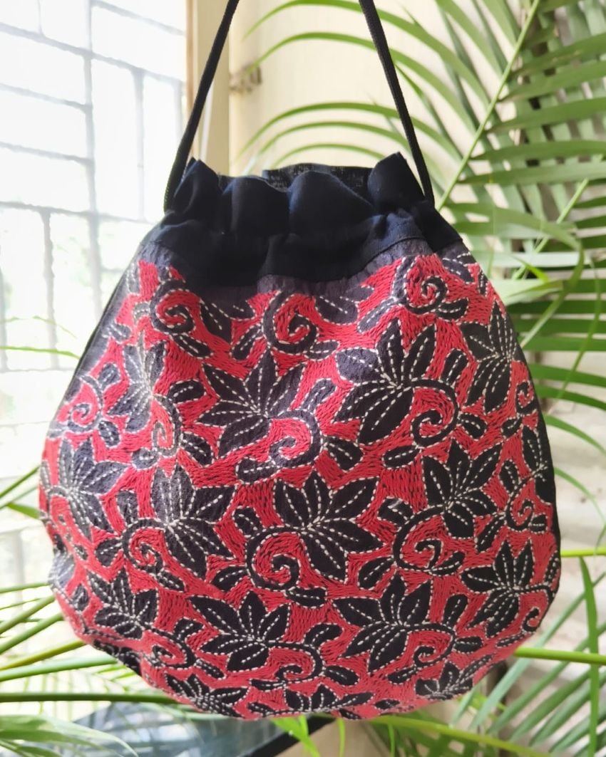 Tussar Silk Kantha Batua - (TSKB0007) - Image 8