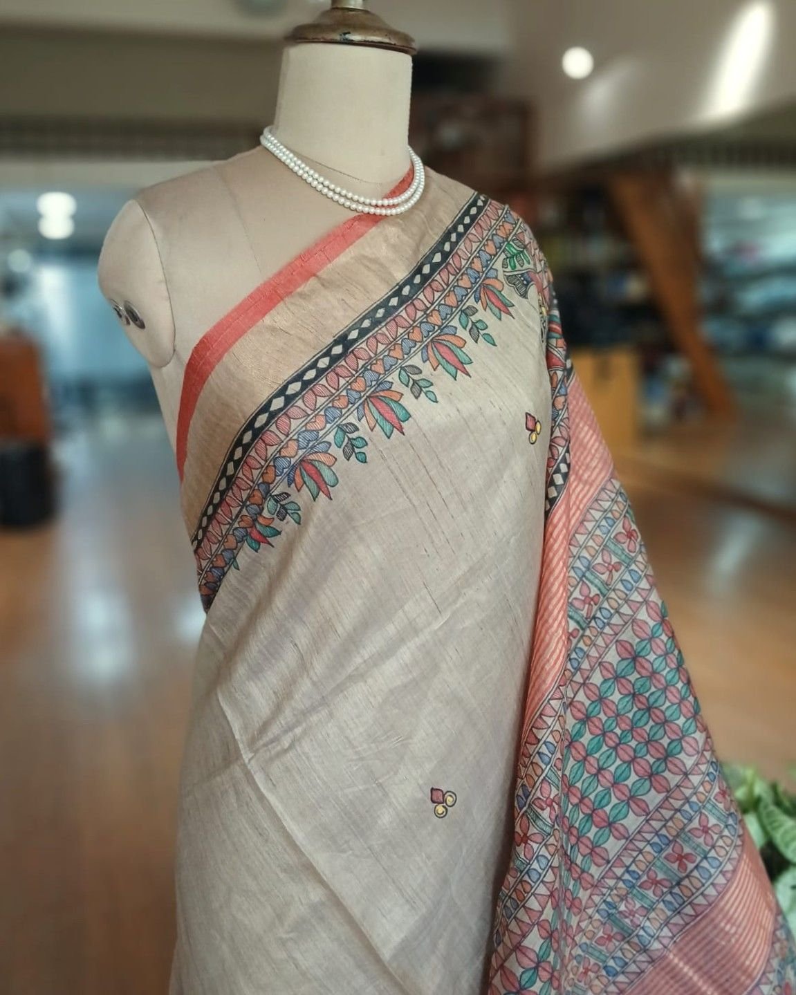 Madhubani on Tussar Silk – (MADT0044) - Image 3