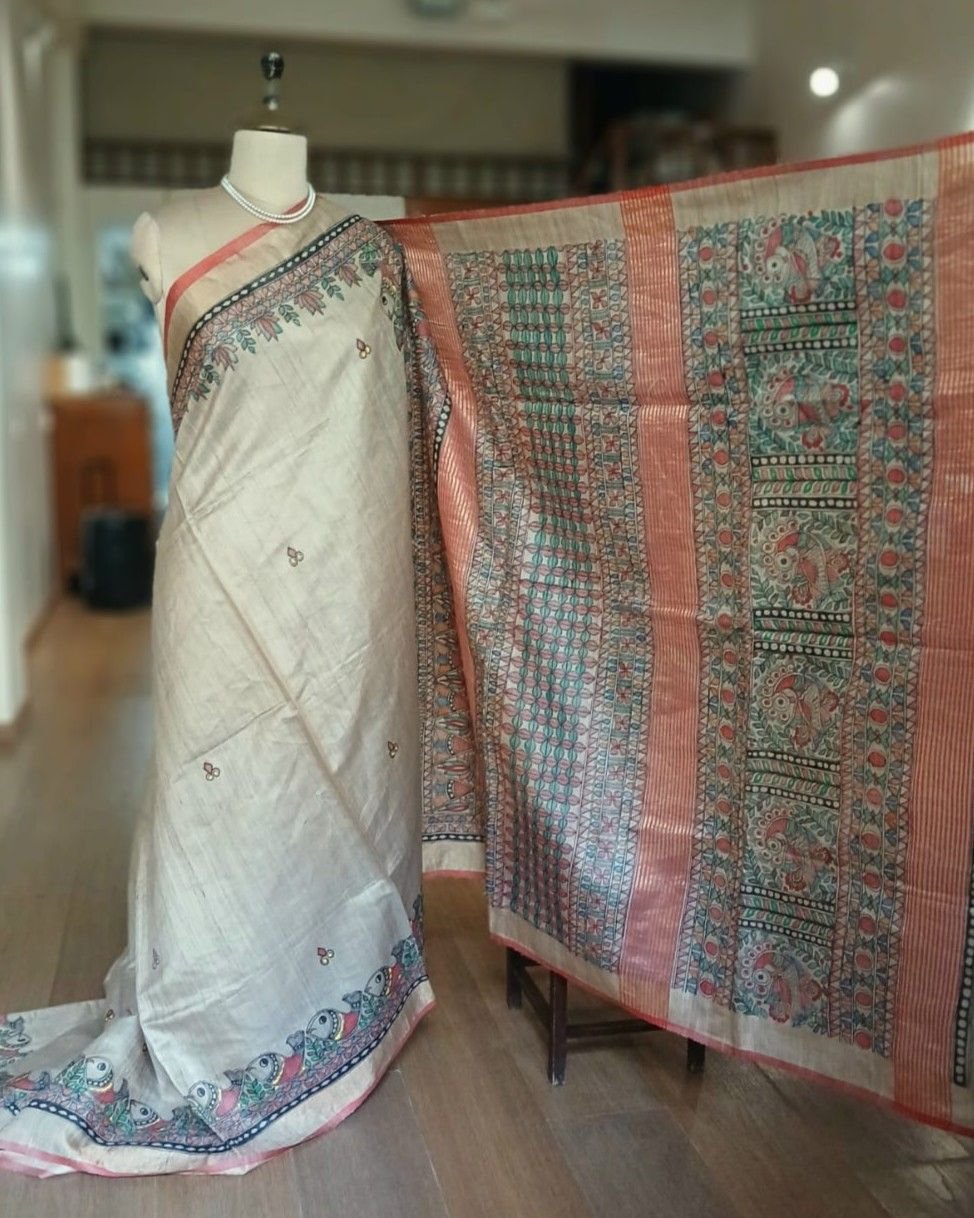 Madhubani on Tussar Silk – (MADT0044) - Image 5
