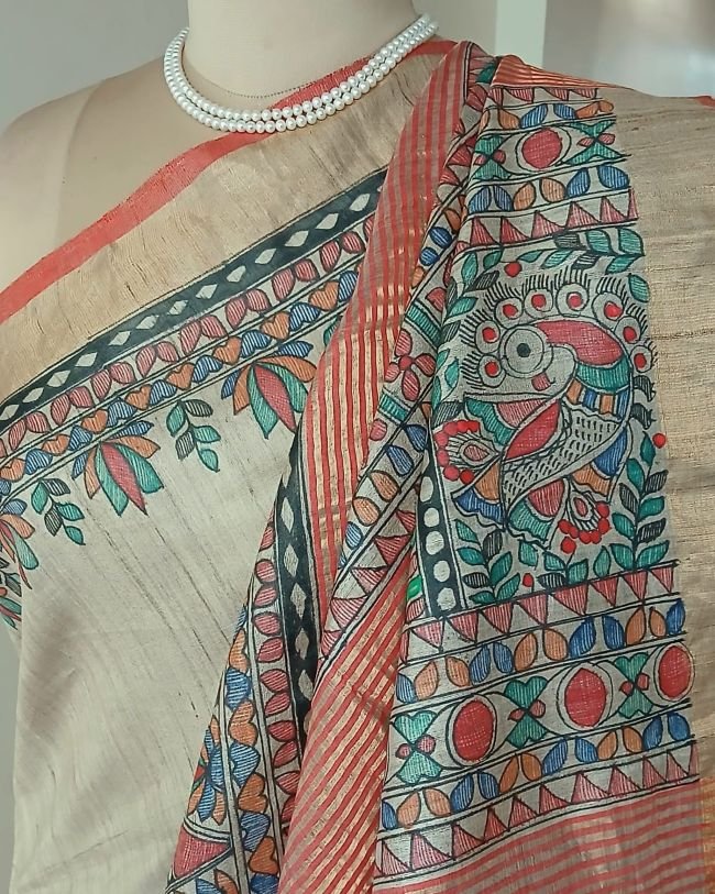 Madhubani on Tussar Silk – (MADT0044)