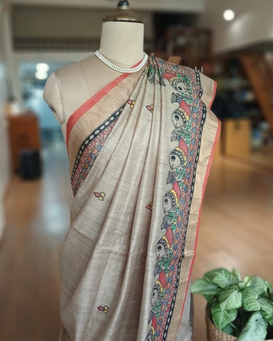 Madhubani on Tussar Silk – (MADT0044) - Image 7