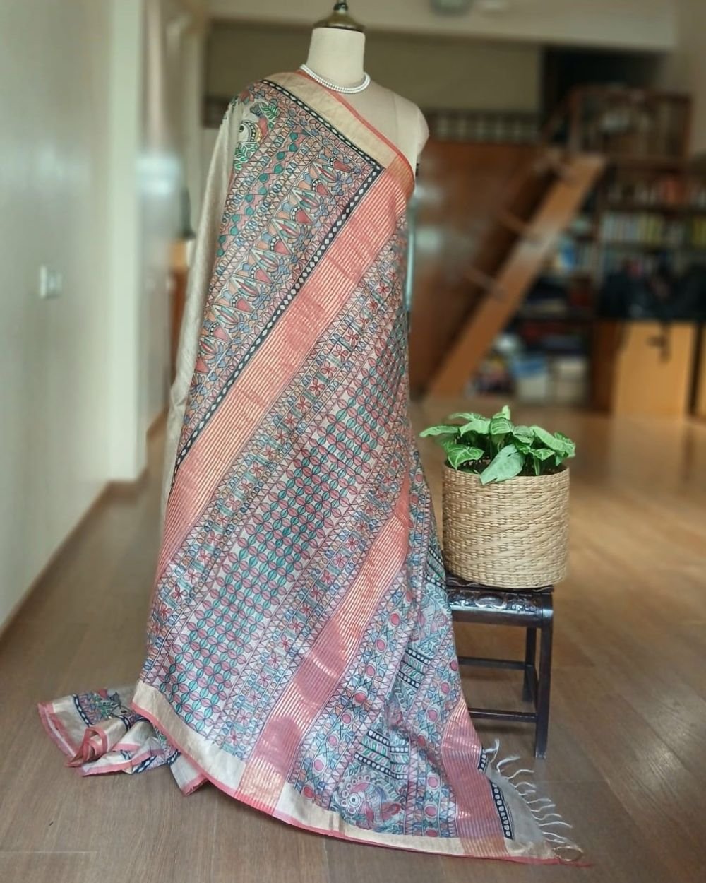 Madhubani on Tussar Silk – (MADT0044) - Image 8