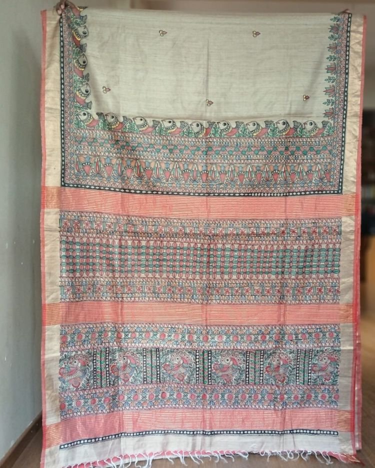 Madhubani on Tussar Silk – (MADT0044) - Image 9