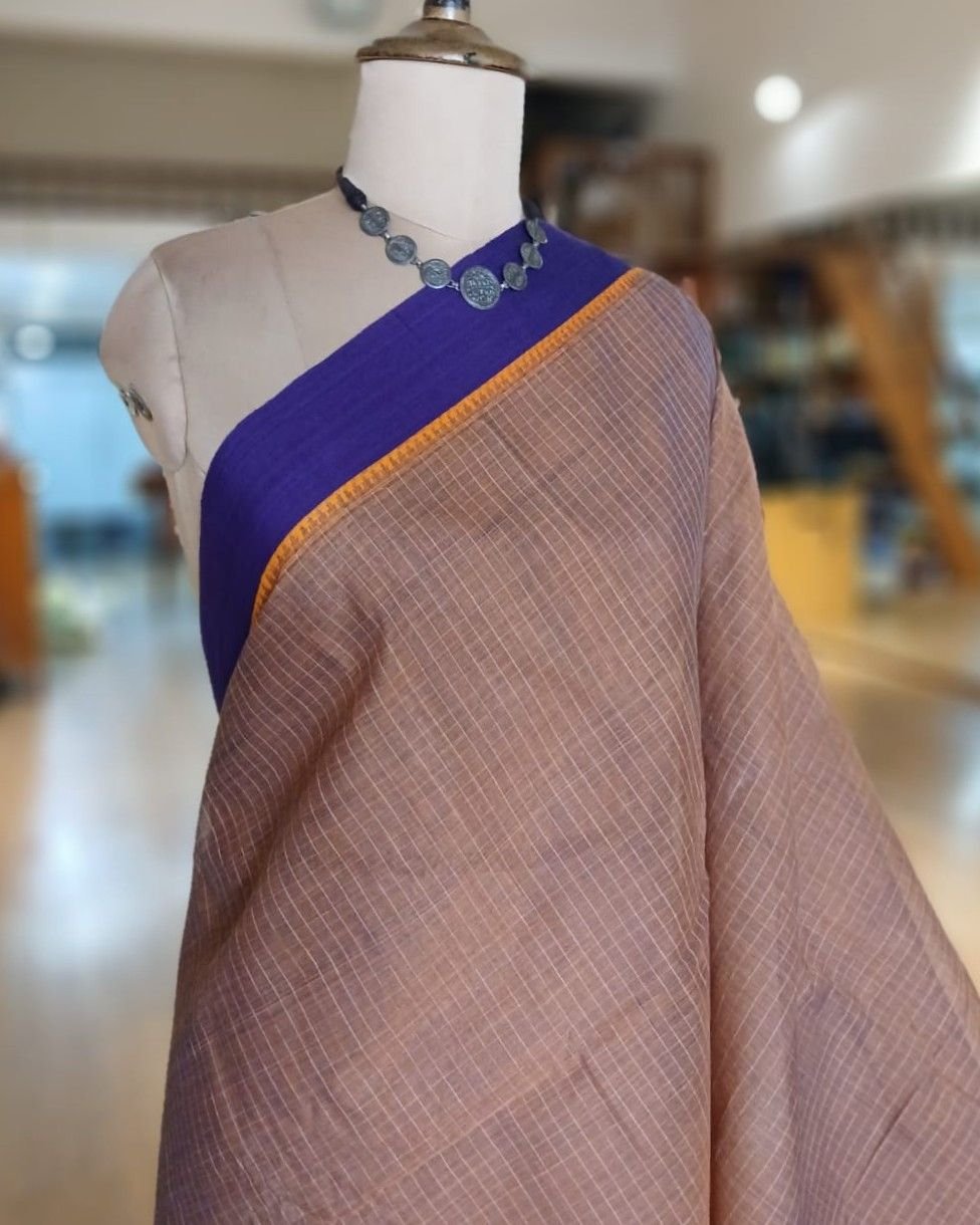 Handloom Cotton Saree from Narayanpet in Telangana – (HCSN1007) - Image 3
