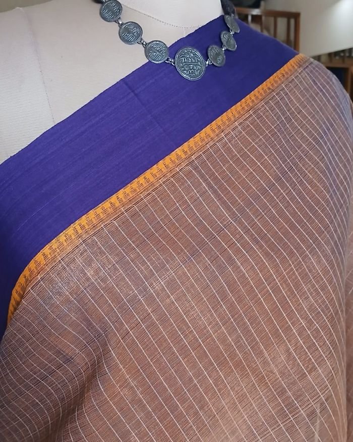Handloom Cotton Saree from Narayanpet in Telangana – (HCSN1007) - Image 4
