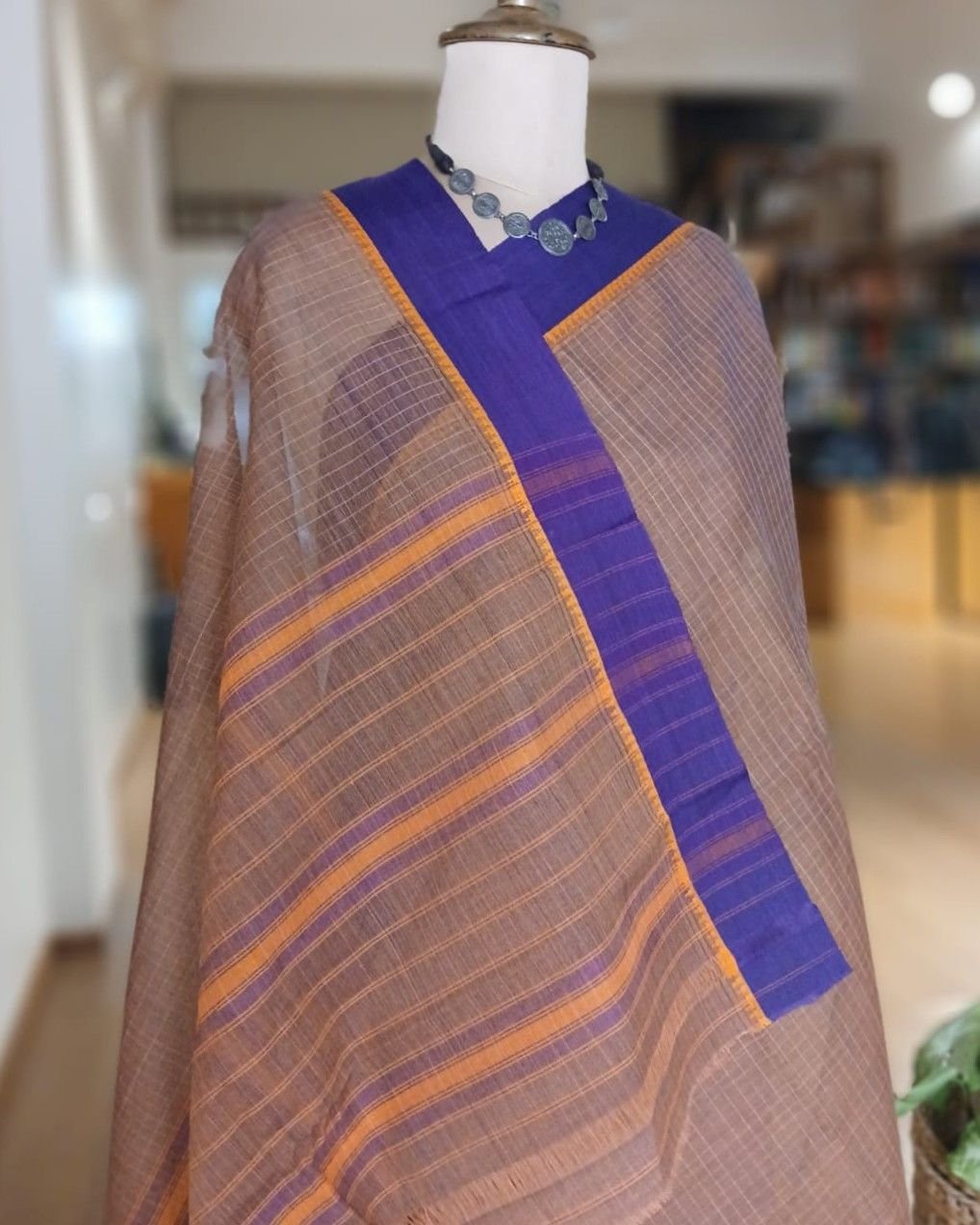 Handloom Cotton Saree from Narayanpet in Telangana – (HCSN1007) - Image 7