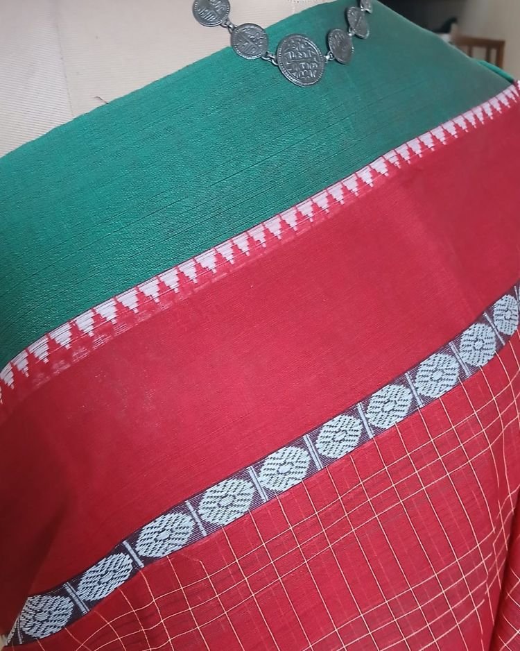 Handloom Cotton Saree from Narayanpet in Telangana – (HCSN1008) - Image 4