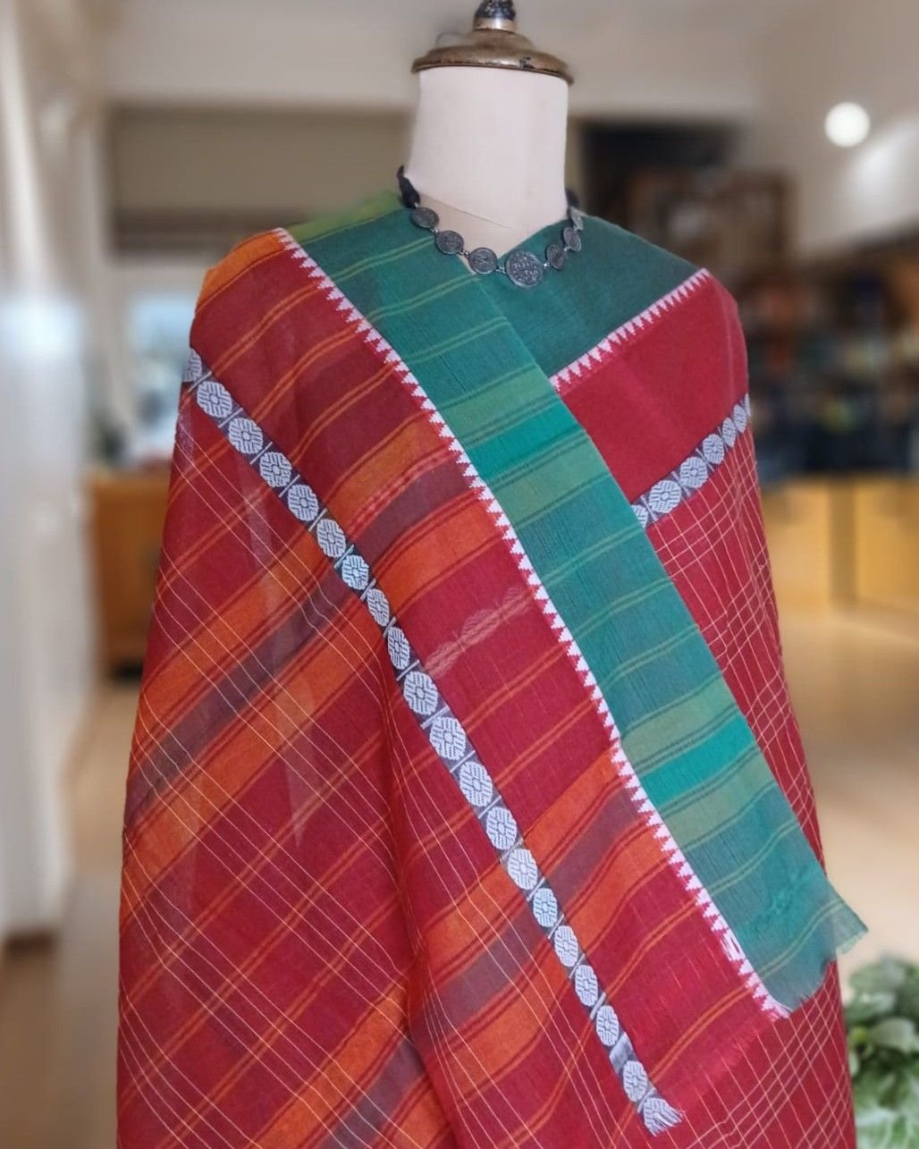 Handloom Cotton Saree from Narayanpet in Telangana – (HCSN1008) - Image 7