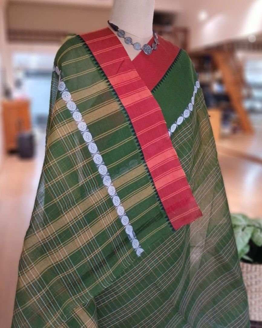 Handloom Cotton Saree from Narayanpet in Telangana – (HCSN1009) - Image 6
