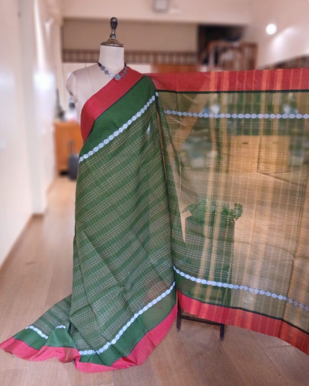 Handloom Cotton Saree from Narayanpet in Telangana – (HCSN1009) - Image 7