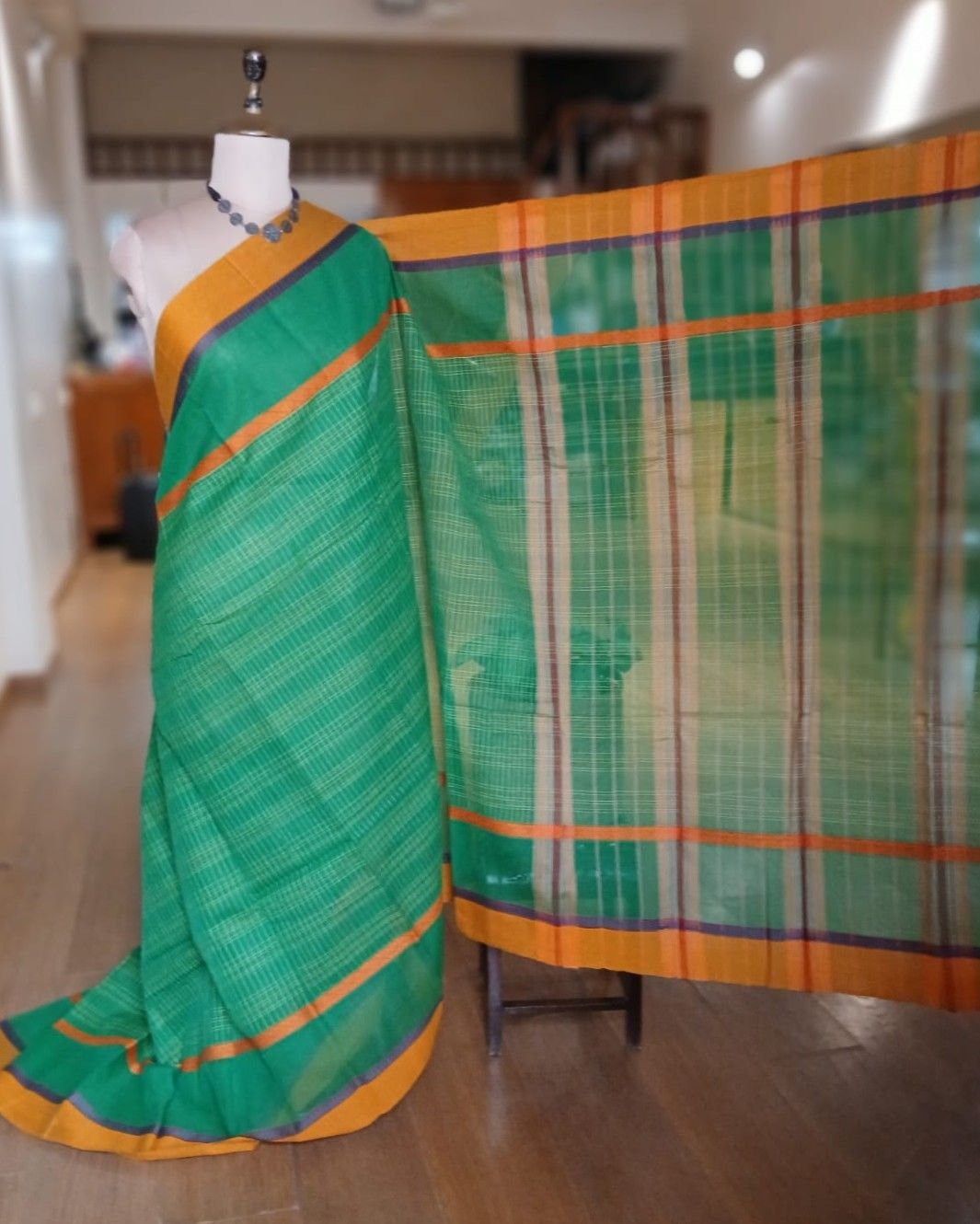 Handloom Cotton Saree from Narayanpet in Telangana – (HCSN1010) - Image 6