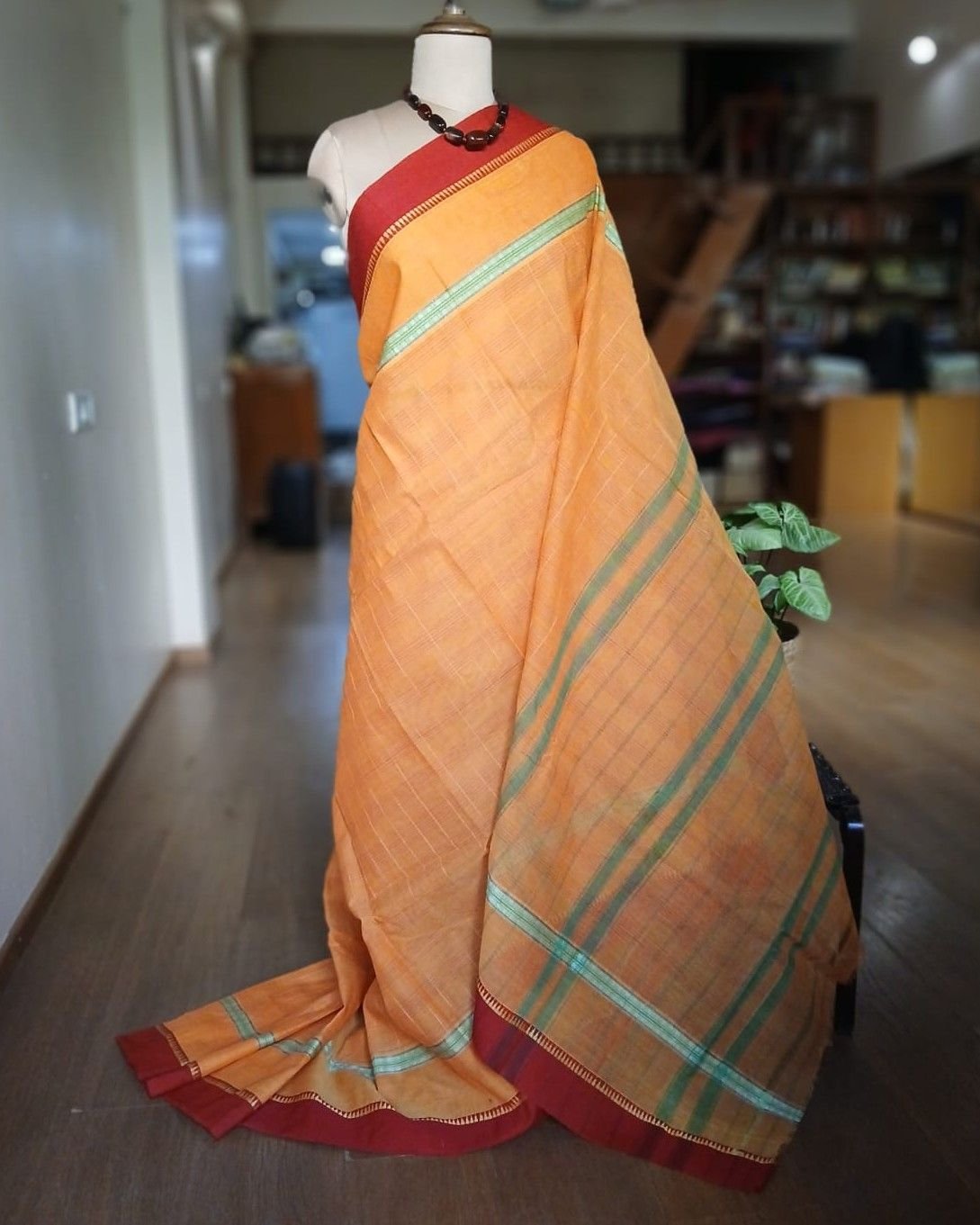 Handloom Cotton Saree from Narayanpet in Telangana – (HCSN1011) - Image 2