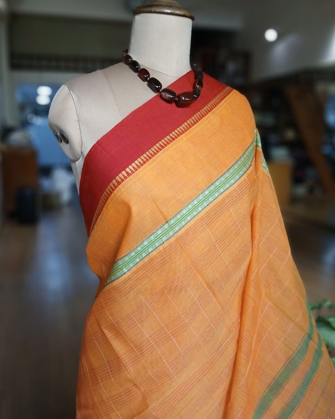 Handloom Cotton Saree from Narayanpet in Telangana – (HCSN1011) - Image 3