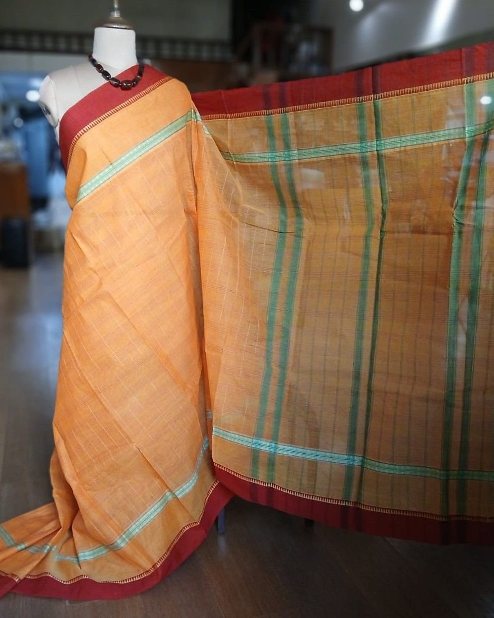 Handloom Cotton Saree from Narayanpet in Telangana – (HCSN1011) - Image 4