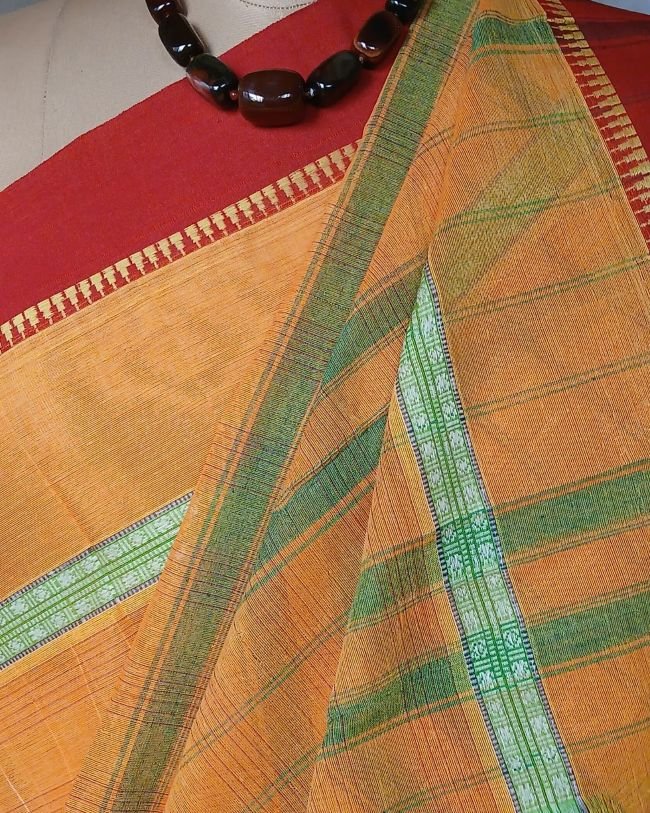 Handloom Cotton Saree from Narayanpet in Telangana – (HCSN1011) - Image 5