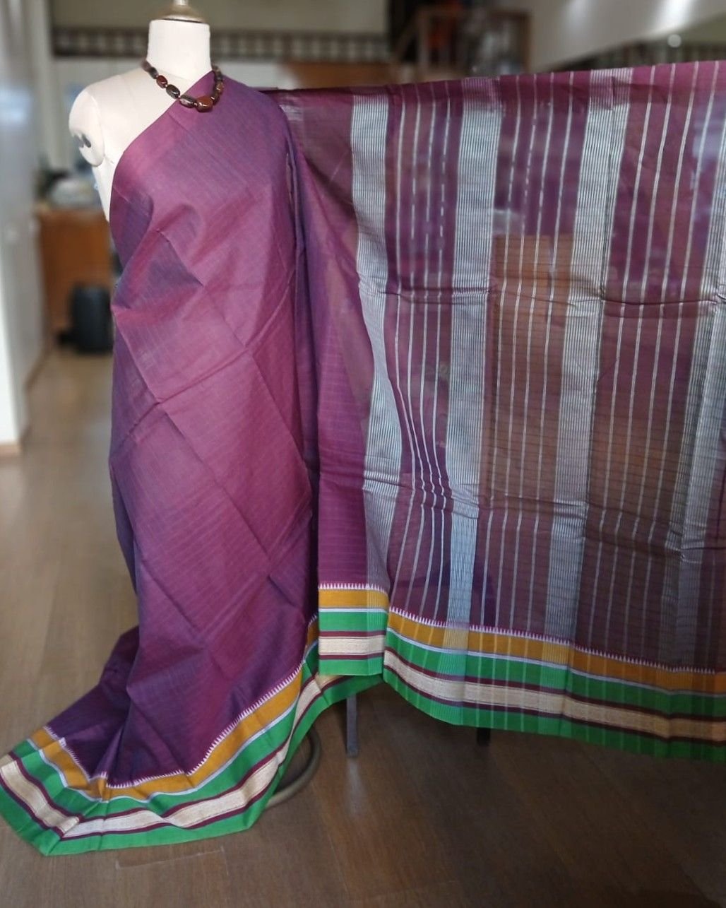 Handloom Cotton Saree from Narayanpet in Telangana – (HCSN1001) - Image 4