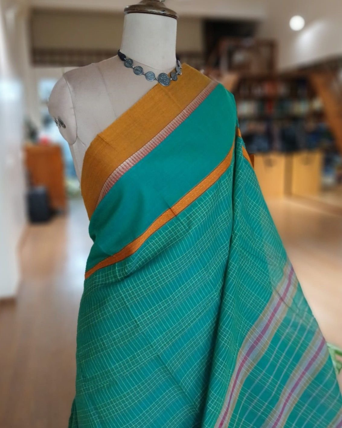 Handloom Cotton Saree from Narayanpet in Telangana – (HCSN1002) - Image 3