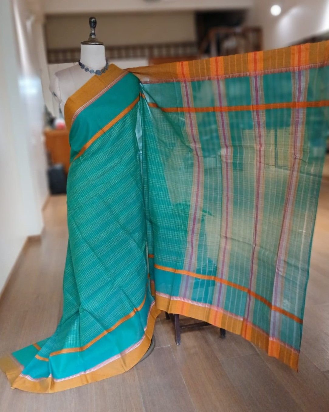 Handloom Cotton Saree from Narayanpet in Telangana – (HCSN1002) - Image 5