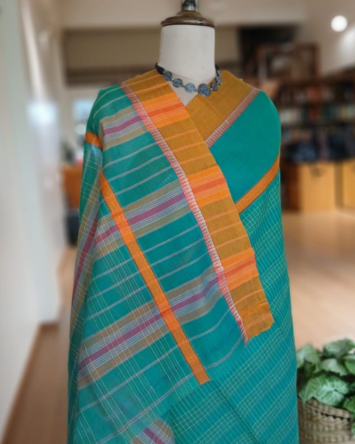Handloom Cotton Saree from Narayanpet in Telangana – (HCSN1002) - Image 7