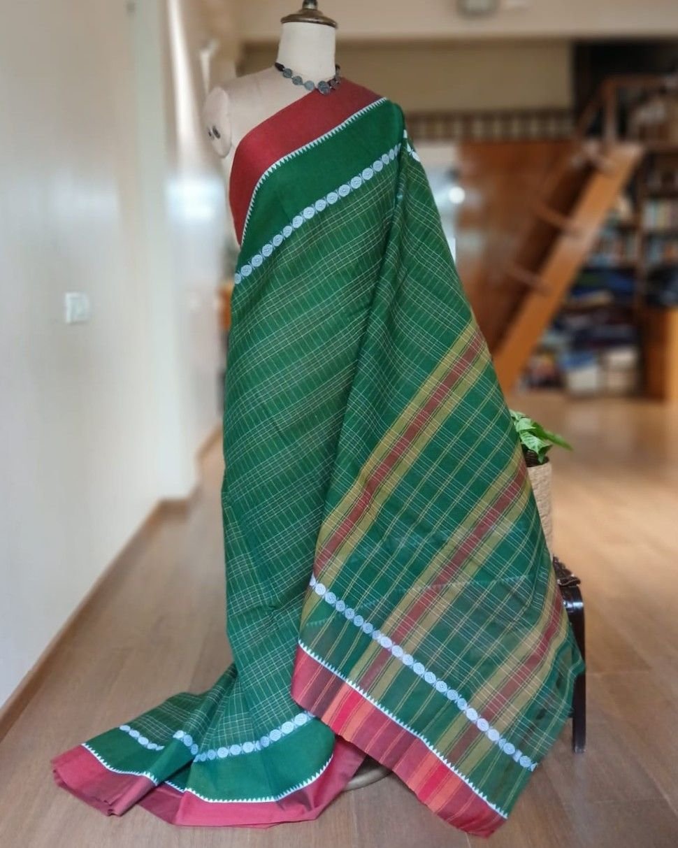 Handloom Cotton Saree from Narayanpet in Telangana – (HCSN1004) - Image 2