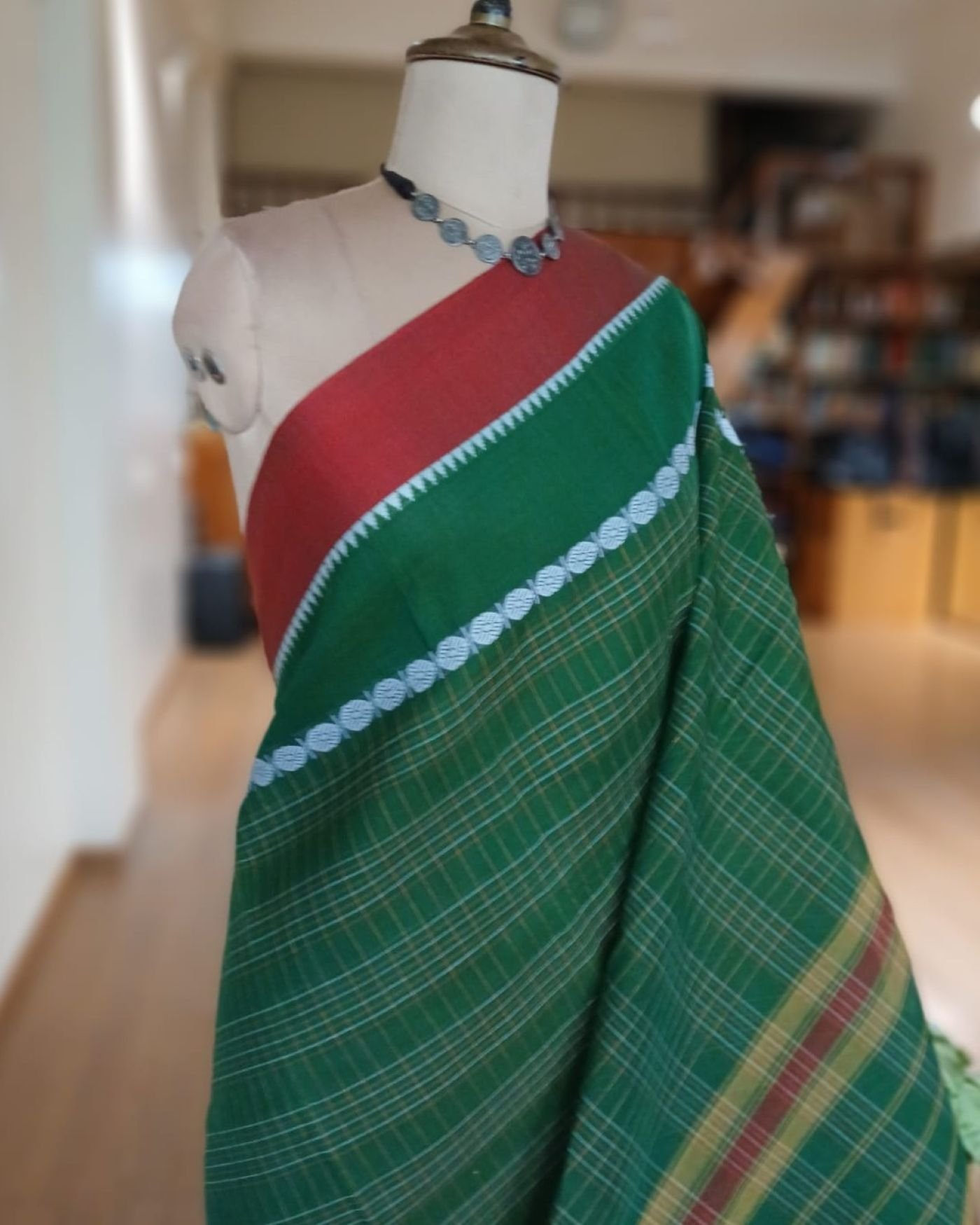 Handloom Cotton Saree from Narayanpet in Telangana – (HCSN1004) - Image 3