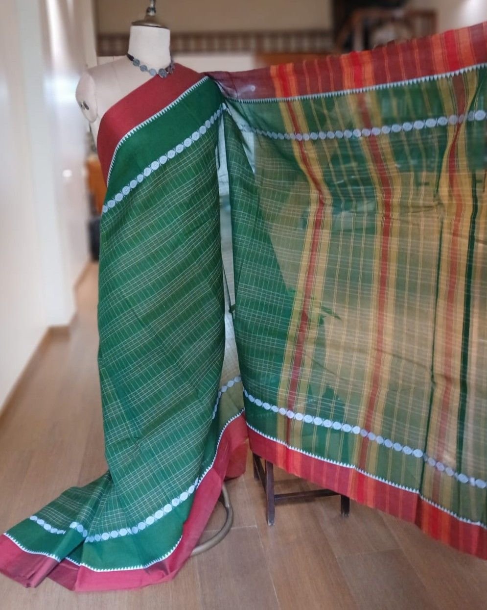 Handloom Cotton Saree from Narayanpet in Telangana – (HCSN1004) - Image 5
