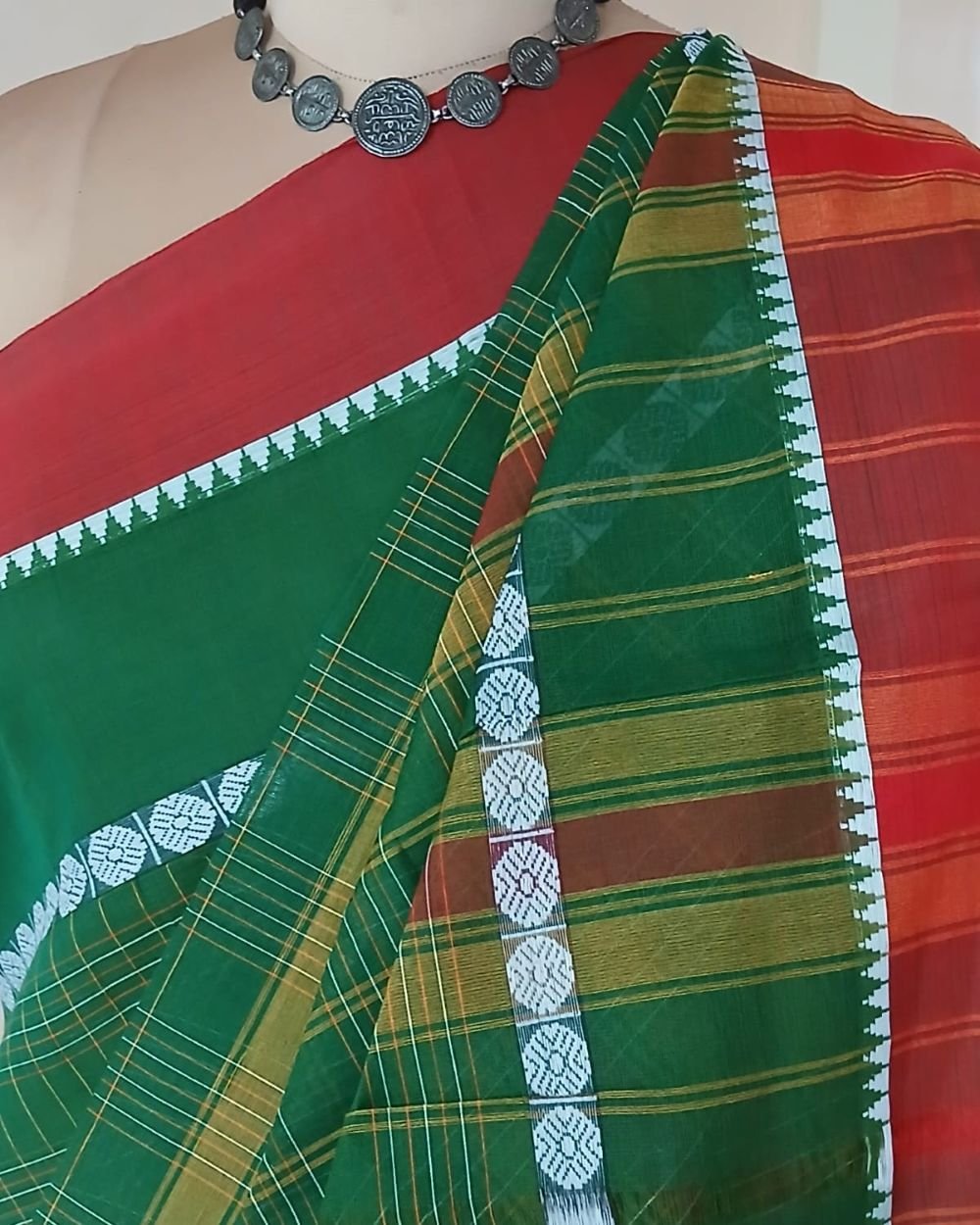 Handloom Cotton Saree from Narayanpet in Telangana – (HCSN1004) - Image 6