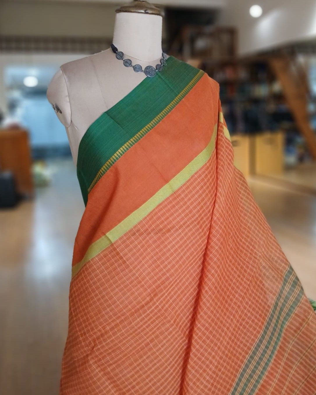 Handloom Cotton Saree from Narayanpet in Telangana – (HCSN1005) - Image 3